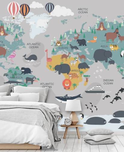 papel tapiz de mapa de animales para niños