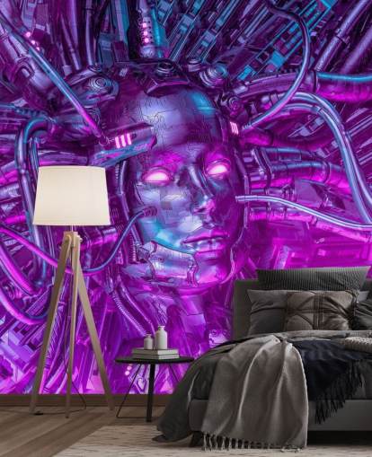 purple robot woman wallpaper