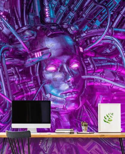 papel de parede roxo mulher robô papel de parede roxo mulher robô