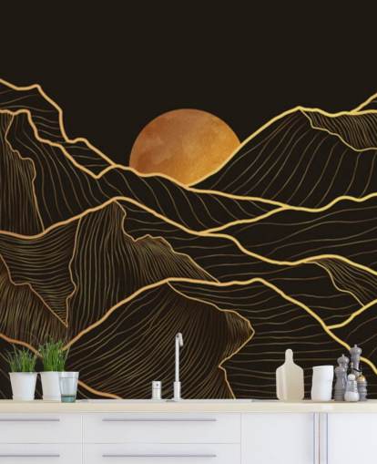 black and gold mountain line art wallpaper black and gold mountain line art wallpaper