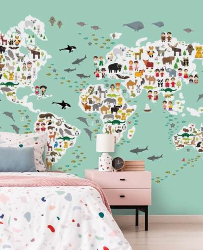 mint green animal world map wallpaper mint green animal world map wallpaper