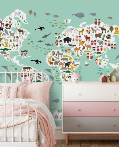mint green animal world map wallpaper mint green animal world map wallpaper