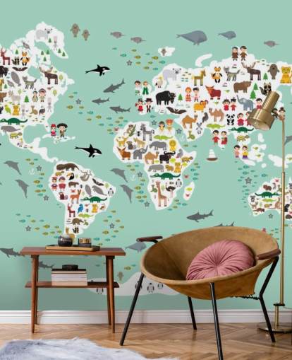 mint green animal world map wallpaper mint green animal world map wallpaper