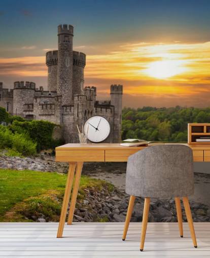 mural de papel de parede do pôr do sol da Irlanda chamado Blackrock Castle Observatory para quartos, escritórios domésticos e muito mais mural de papel de parede do pôr do sol da Irlanda chamado Blackrock Castle Observatory para quartos, escritórios domésticos e muito mais