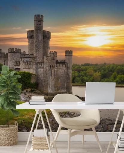 ierland zonsondergang behangmuurschildering genaamd Blackrock Castle Observatory voor slaapkamers, kantoren aan huis en meer
