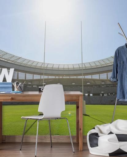 brillante murale personalizzato di rugby chiamato Sunny Rugby Stadium per la camera da letto del ragazzo