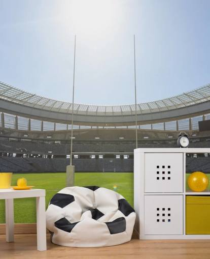 ljus anpassad rugby tapetväggmålning som heter Sunny Rugby Stadium för pojkens sovrum ljus anpassad rugby tapetväggmålning som heter Sunny Rugby Stadium för pojkens sovrum