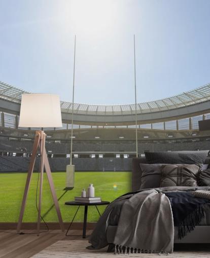 papier peint mural de rugby personnalisé lumineux appelé Sunny Rugby Stadium pour chambre de garçon papier peint mural de rugby personnalisé lumineux appelé Sunny Rugby Stadium pour chambre de garçon