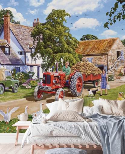 fond d'écran de ferme avec des oies et des canards