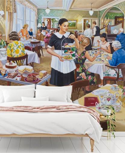 traditional tearoom serving afternoon tea wallpaper