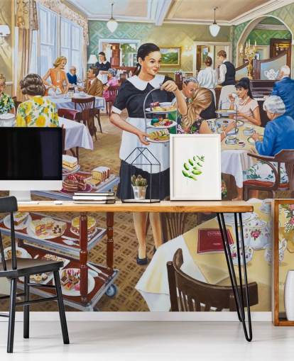 traditionelle Teestube, die Nachmittagstee serviert, Tapete traditionelle Teestube, die Nachmittagstee serviert, Tapete