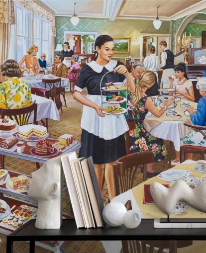 traditional tearoom serving afternoon tea wallpaper