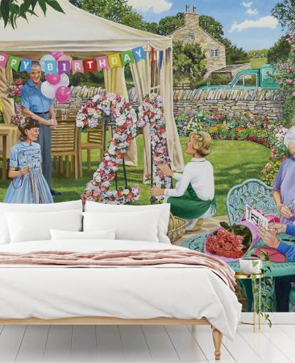 Fiesta de cumpleaños 21 en papel tapiz de jardín