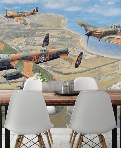 spitfires flyr over dover tapet