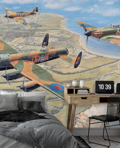 spitfires lentävät yli dover tapetti