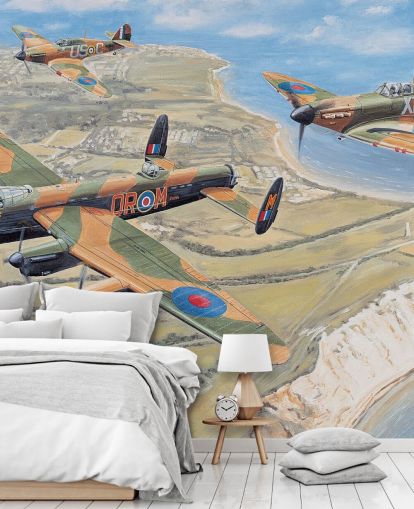 spitfires sorvolano carta da parati dover