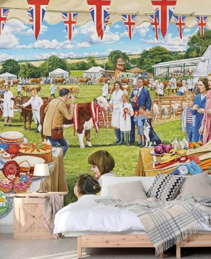 boeren tonen tent behang