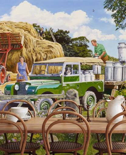 farmer collecting churns of milk wallpaper farmer collecting churns of milk wallpaper