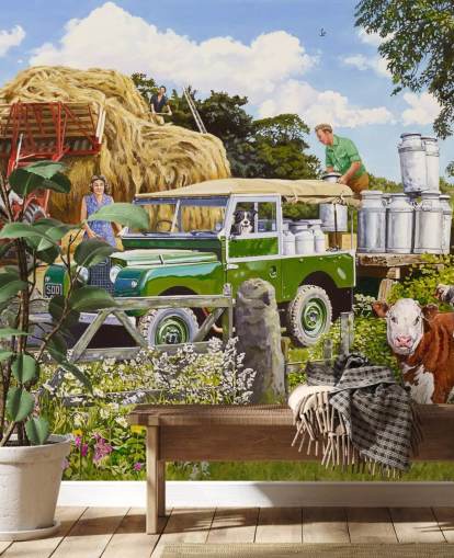 bonde samla kärnor av mjölk tapeter