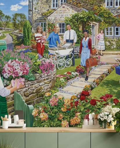 happy scene of new mum at cottage wallpaper happy scene of new mum at cottage wallpaper