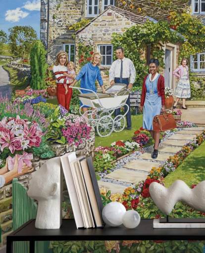 happy scene of new mum at cottage wallpaper happy scene of new mum at cottage wallpaper
