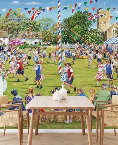 May Day Celebrations Retro Wallpaper