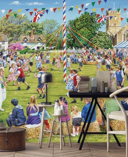 May Day Celebrations Retro Wallpaper