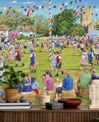 May Day Celebrations Retro Wallpaper