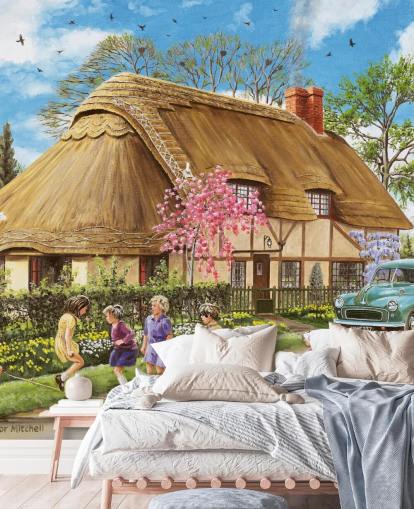 thatched cottage wallpaper