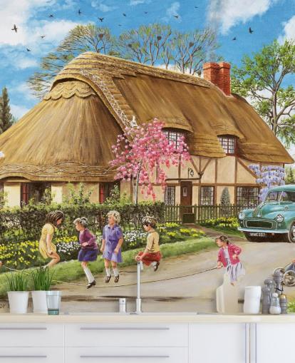 thatched cottage wallpaper