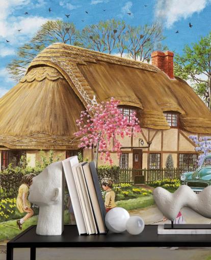 carta da parati cottage di paglia
