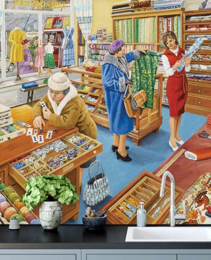 The Haberdasher Vintage Style Wallpaper