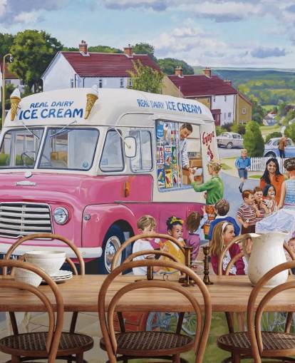 The Ice Cream Van Vintage Style Wallpaper