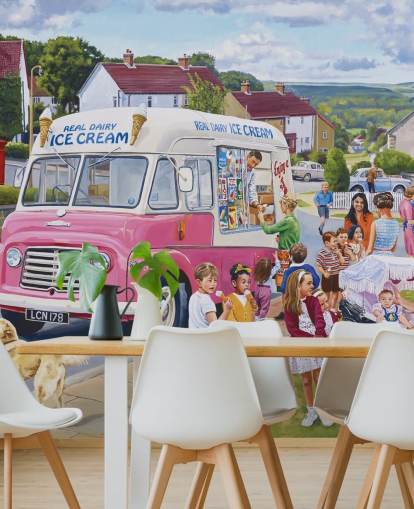 The Ice Cream Van Vintage Style Wallpaper