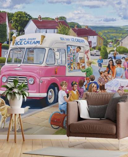 Ice Cream Van Vintage Style Baggrund