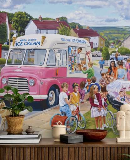 Ice Cream Van Vintage Style Baggrund