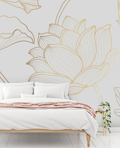 hvitt og gull floral tapet