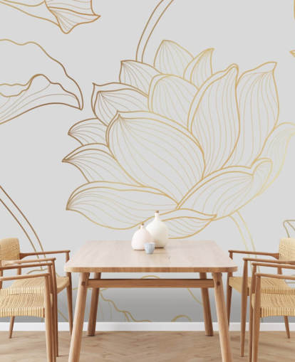 weiße und goldene Blumentapete weiße und goldene Blumentapete