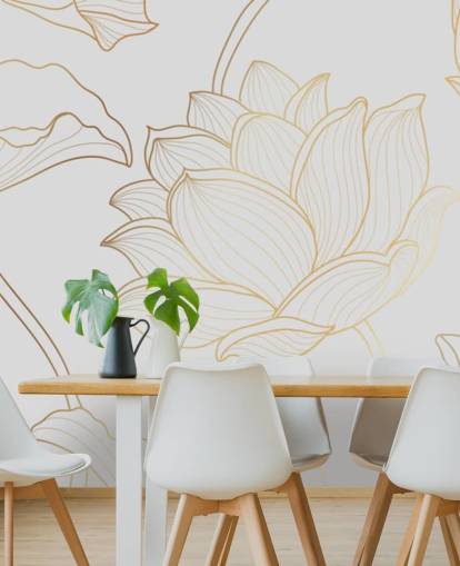 vitt och guld blommig tapet