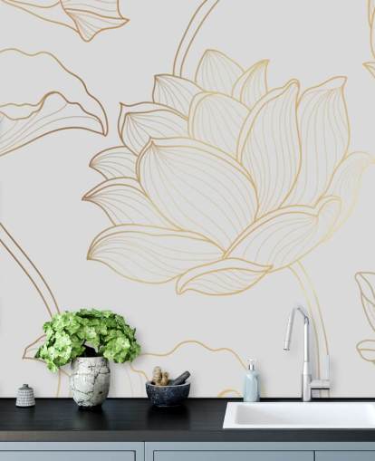 papel de parede floral branco e dourado papel de parede floral branco e dourado