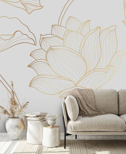 weiße und goldene Blumentapete weiße und goldene Blumentapete