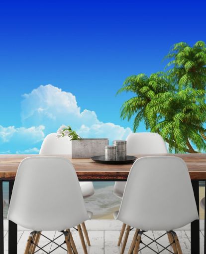 Palmu Draped Yli White Beach Taustakuva Palmu Draped Yli White Beach Taustakuva