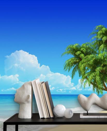 Papel pintado de palmera sobre playa blanca Papel pintado de palmera sobre playa blanca