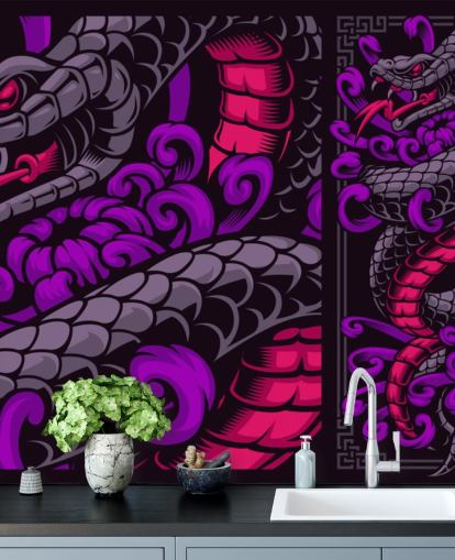 papier peint serpent violet