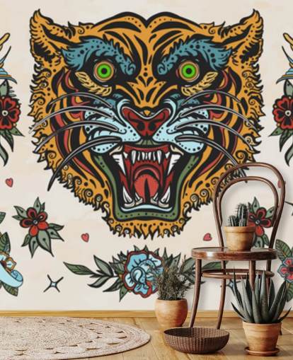 fond d'écran de dessins de tatouage tigre orange et bleu fond d'écran de dessins de tatouage tigre orange et bleu