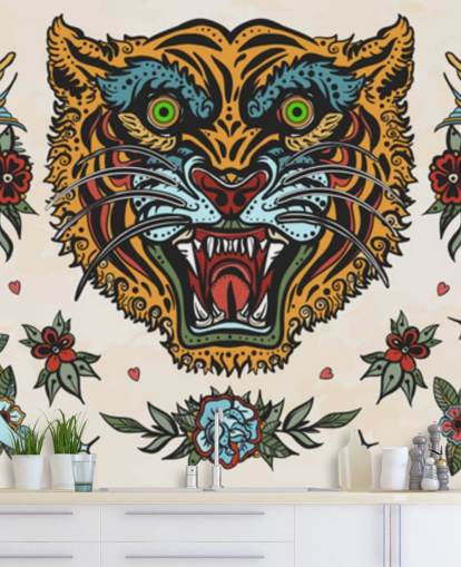 fond d'écran de dessins de tatouage tigre orange et bleu fond d'écran de dessins de tatouage tigre orange et bleu