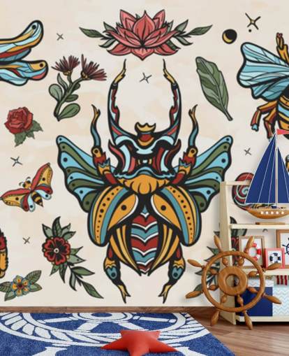 carta da parati colorati disegni tatuaggio insetto