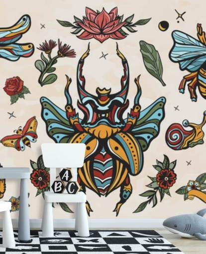 bunte Insekt Tattoo-Zeichnungen Tapete bunte Insekt Tattoo-Zeichnungen Tapete