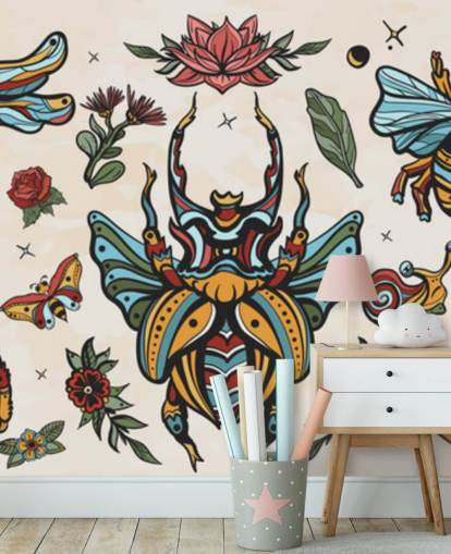 colourful insect tattoo drawings wallpaper