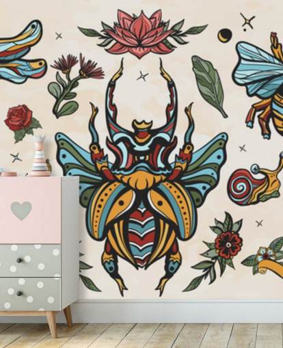colourful insect tattoo drawings wallpaper
